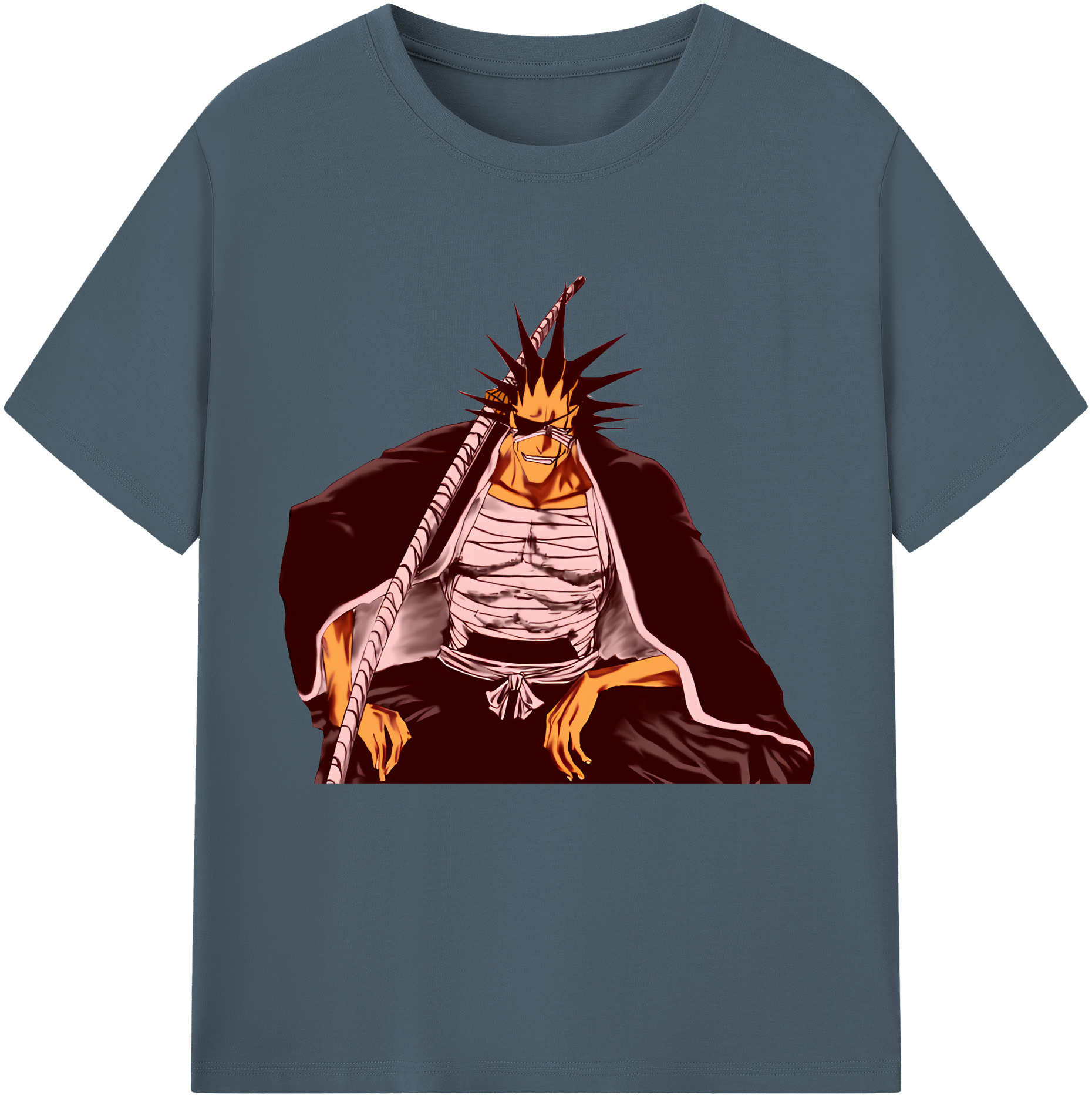 （画像用） ブリーチ ざらき けんぱち BLEACH Zaraki Kenpachi 綿100％半袖Tシャツ（フロントプリント）